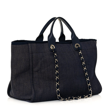 Chanel Denim Medium Deauville Tote Dark Blue 3 of 14
