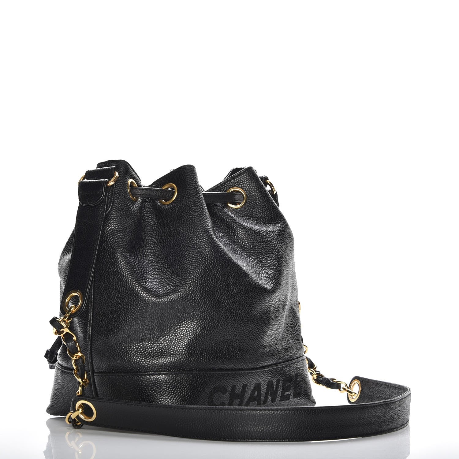 Chanel Caviar CC Drawstring Shoulder Bag Black 3 of 8