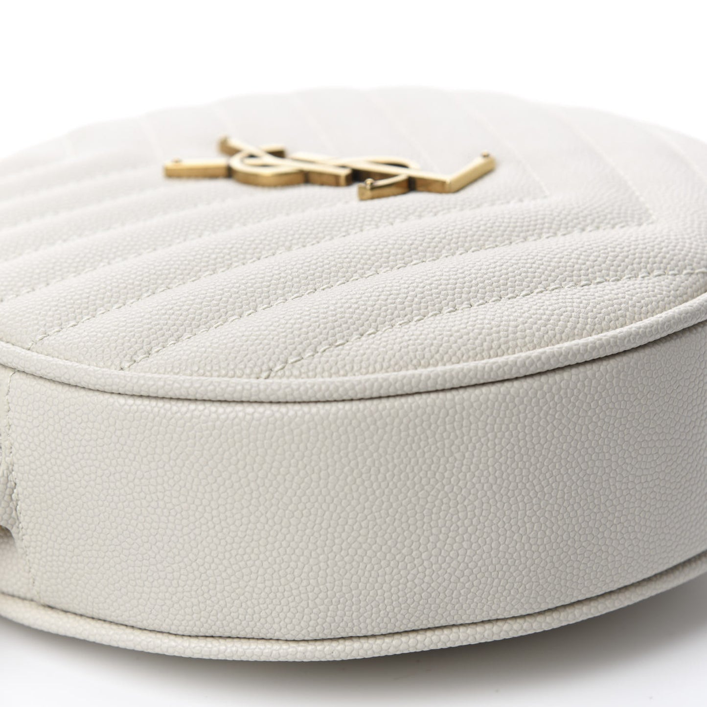 Grain De Poudre Matelasse Chevron Quilted Round Vinyle Camera Bag White