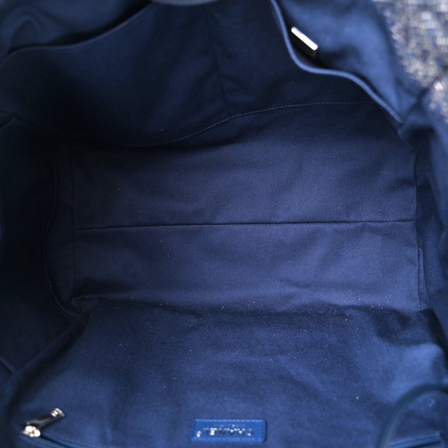 Mixed Fibers Calfskin Medium Deauville Tote Blue