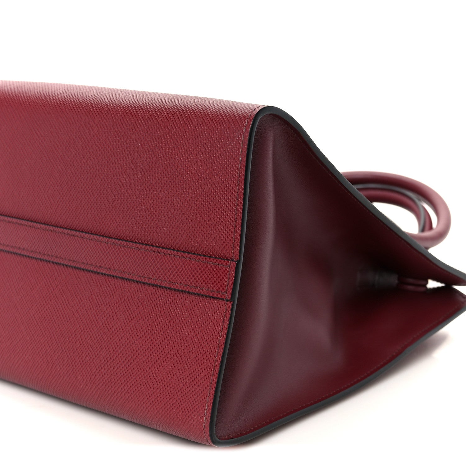 Prada Saffiano Cuir Calfskin Medium Monochrome Top Handle Tote Cerise 11 of 11