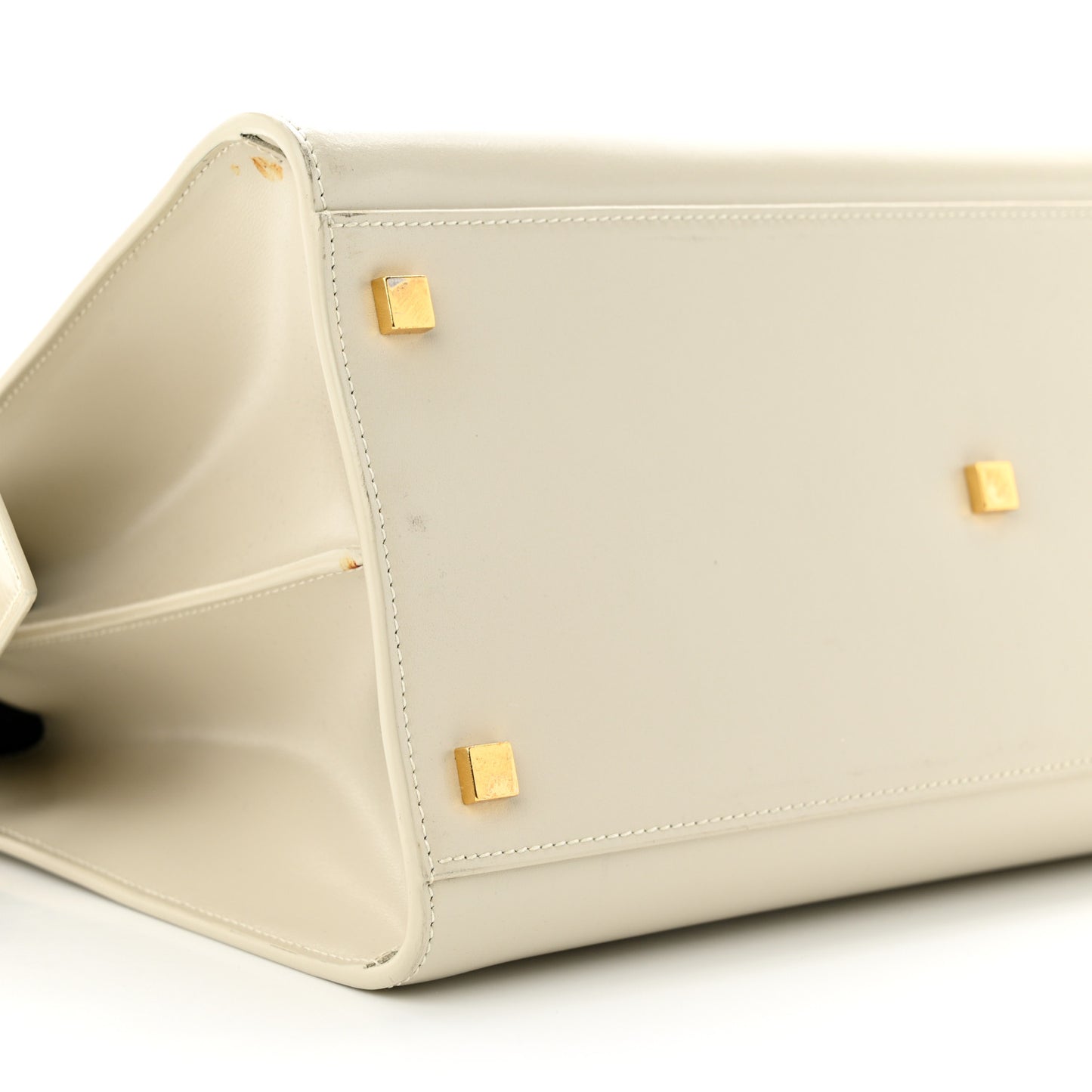 SAINT LAURENT Shiny Calfskin Medium Uptown Tote Crema Soft