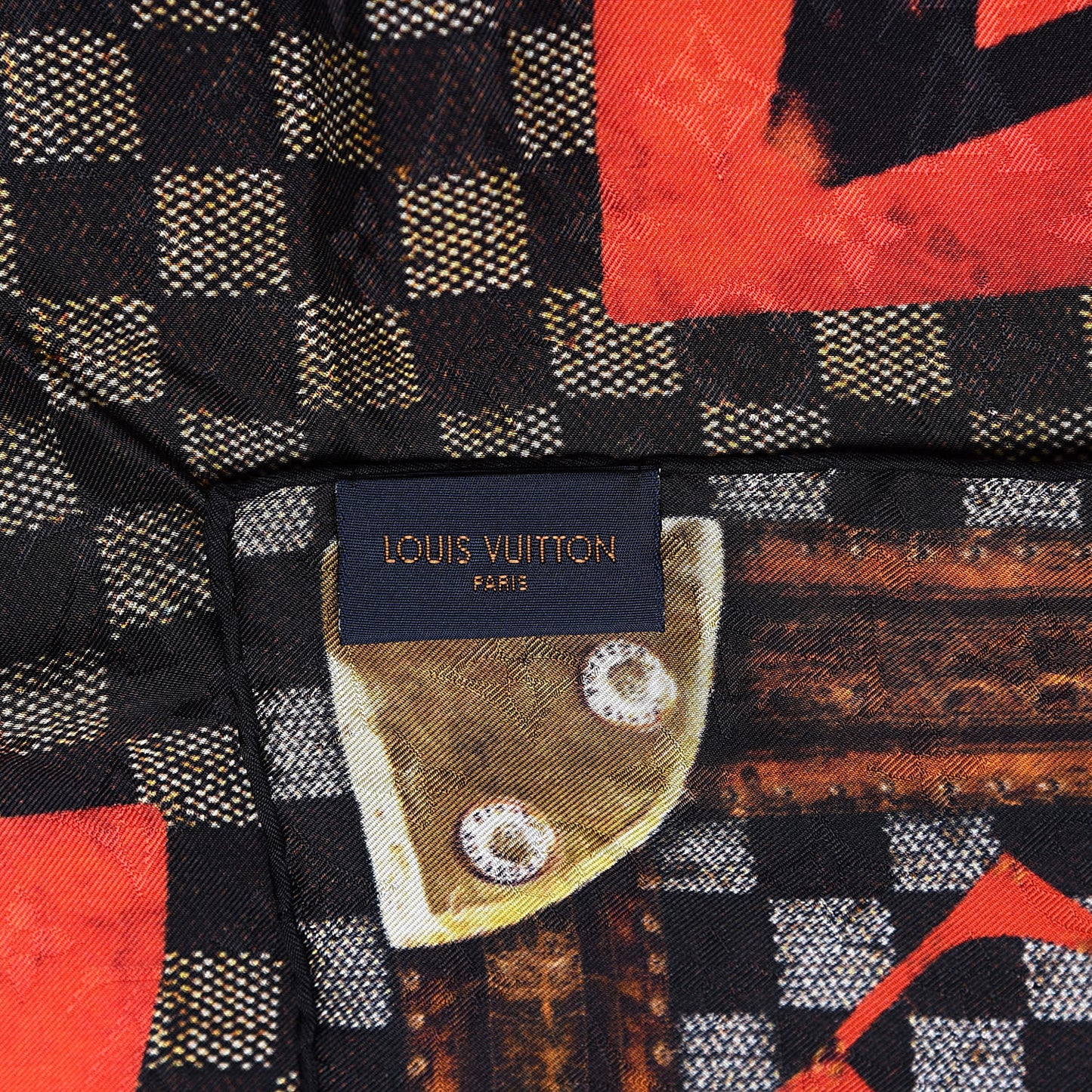 Silk Damier Ebene Time Trunk Square Scarf