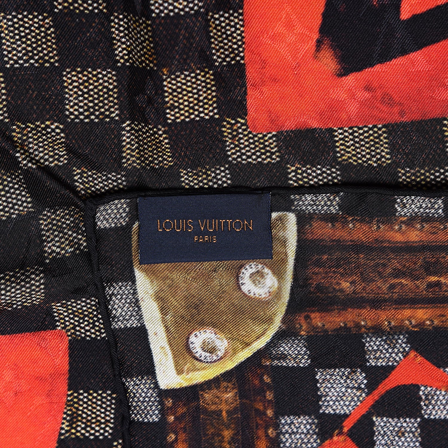 Louis Vuitton Silk Damier Ebene Time Trunk Square Scarf 4 of 5
