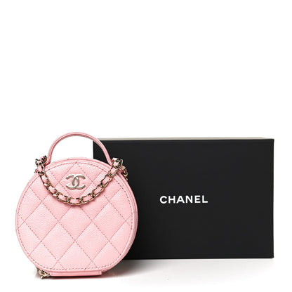 Chanel Caviar Quilted Round Handle With Care Vanity With Chain Pink 12 of 12