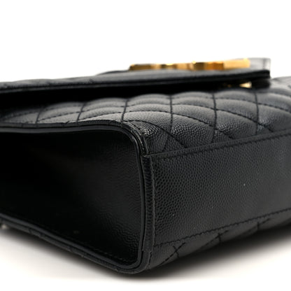 Saint Laurent Grain De Poudre Textured Mixed Matelasse Triquilt Medium Monogram Satchel Black 10 of 12