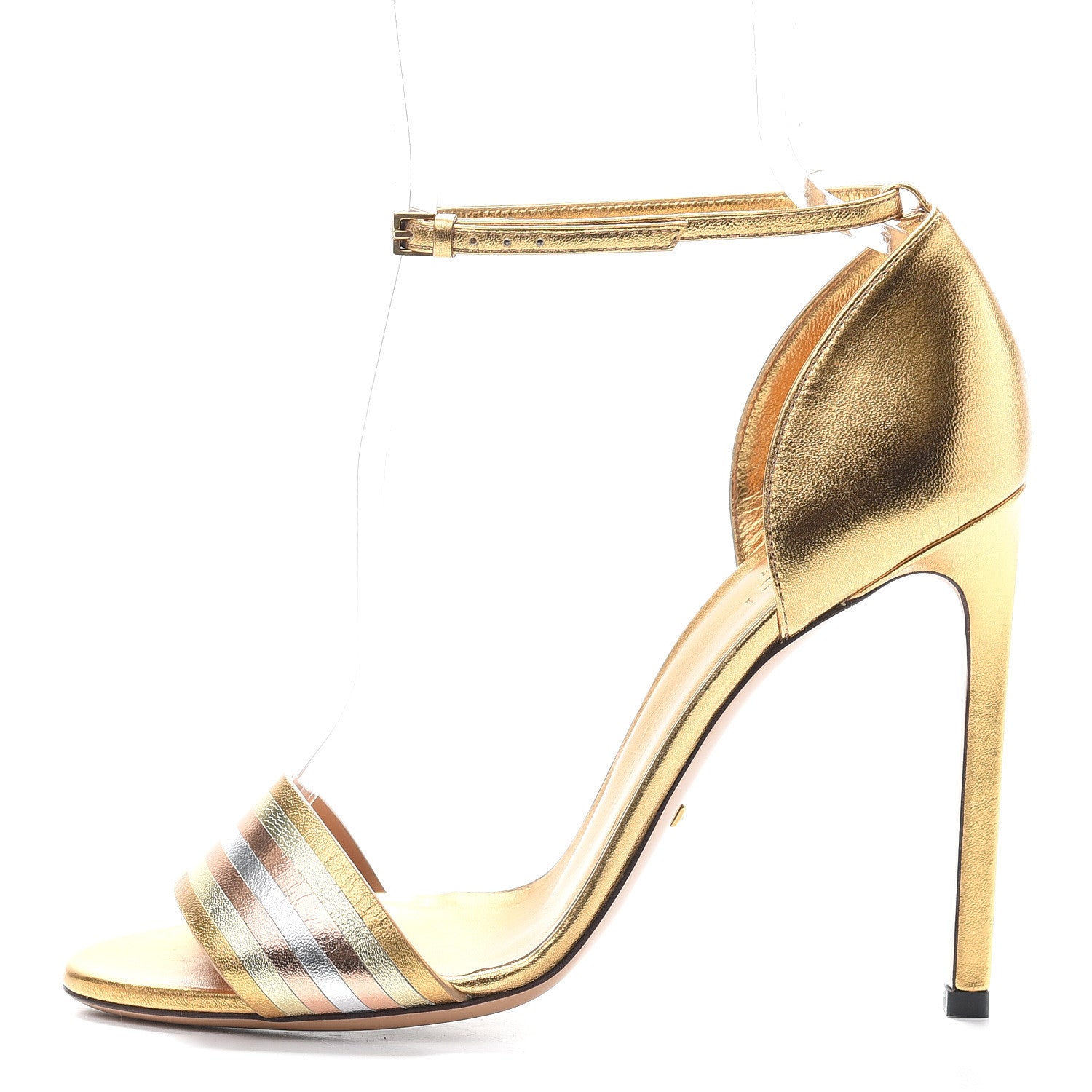 Gucci Metallic Nappa High Heel Sandals 38 Gold 1 of 7