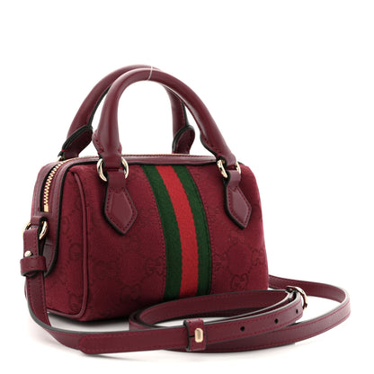 Gucci GG Supreme Monogram Textured Dollar Calfskin Web Super Mini Ophidia Top Handle Bowler Bag Rosso Ancora 4 of 19