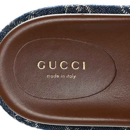 Gucci New Denim GG Monogram Angelina Platform 55mm Slide Sandals 38 Blue Tea 7 of 8