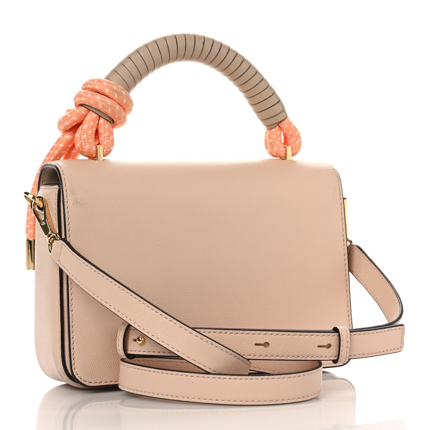 Textured Calfskin The J Link Shoulder Bag Apricot Beige