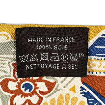 Hermes Silk Bingata Twilly Moutarde Bleu Brun 5 of 5
