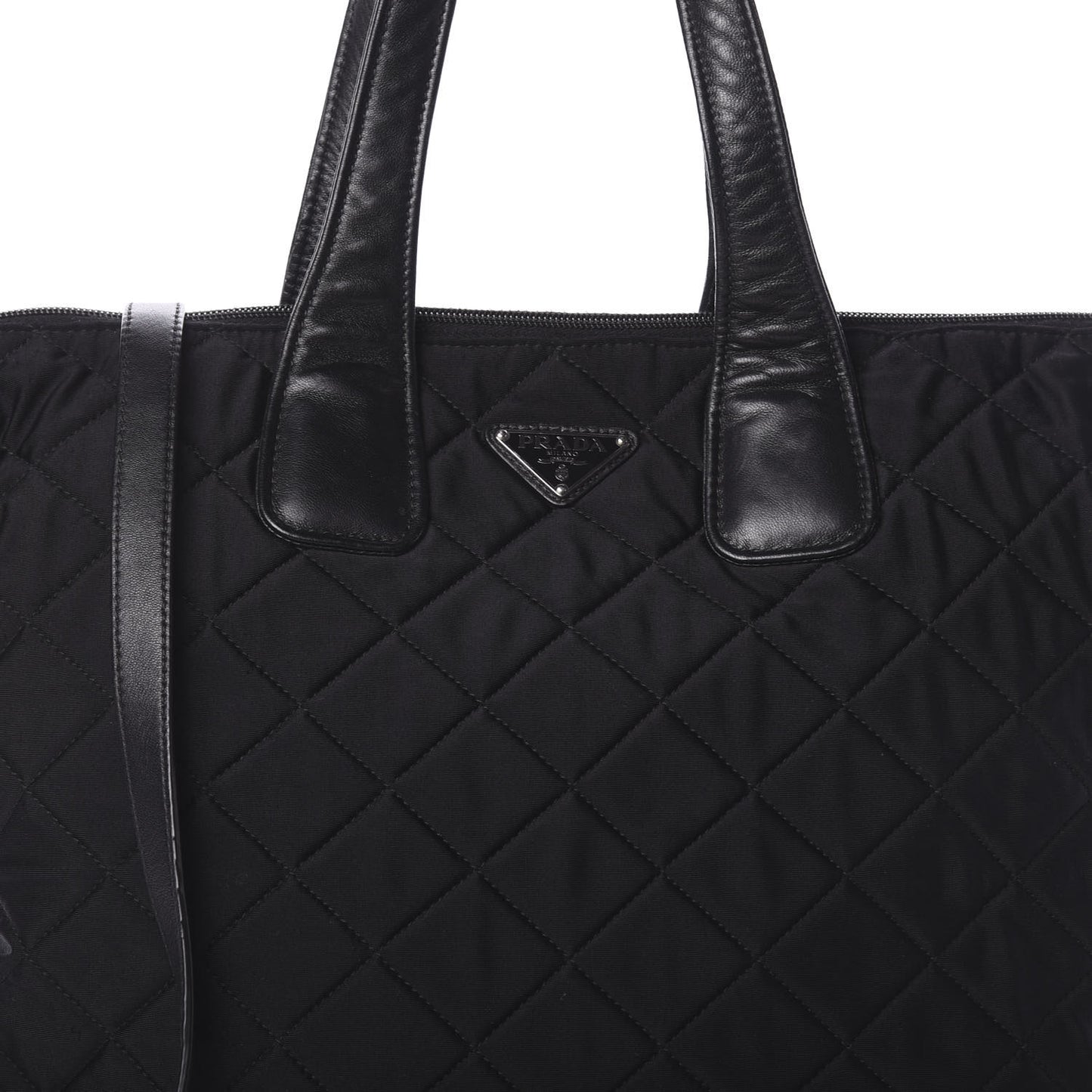 Tessuto Nylon Quilted Shopping Tote Black