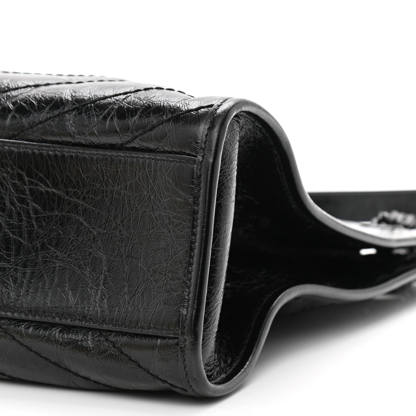 Crinkled Calfskin Matelasse Monogram Medium Niki Shopper Tote Black
