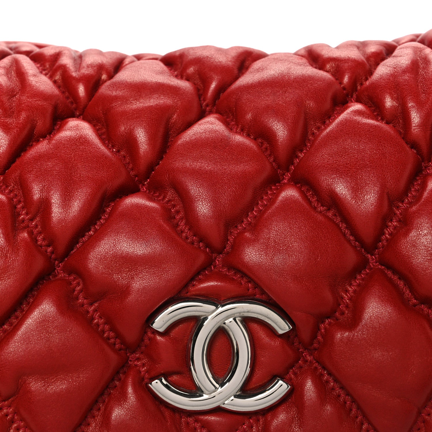 Chanel Calfskin Bubble Quilt Accordion Flap Red 8 of 10