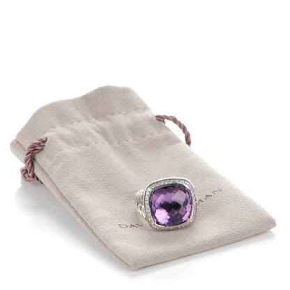 David Yurman Sterling Silver Diamond Amethyst 14mm Albion Ring 55 7.25 5 of 5