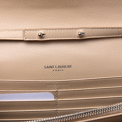 Saint Laurent Grain De Poudre Matelasse Chevron Monogram Chain Wallet Nude Powder 6 of 9