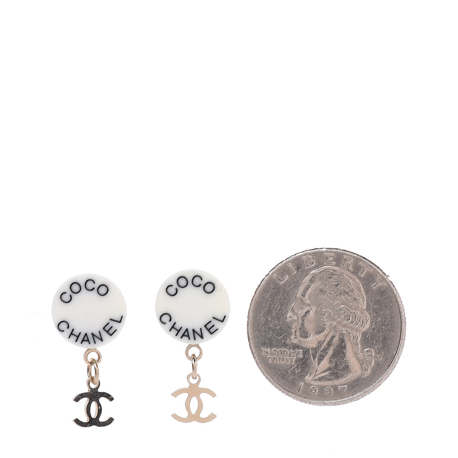 Chanel Resin Coco CC Drop Earrings Gold 2 of 4