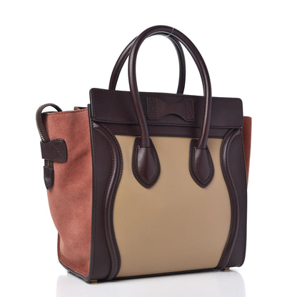Celine Smooth Calfskin Suede Micro Tri-Color Luggage Beige 3 of 9