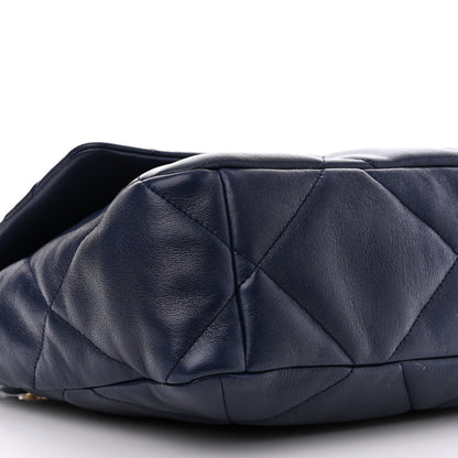 Chanel Lambskin Quilted Large Chanel 19 Flap Navy Blue 9 of 11