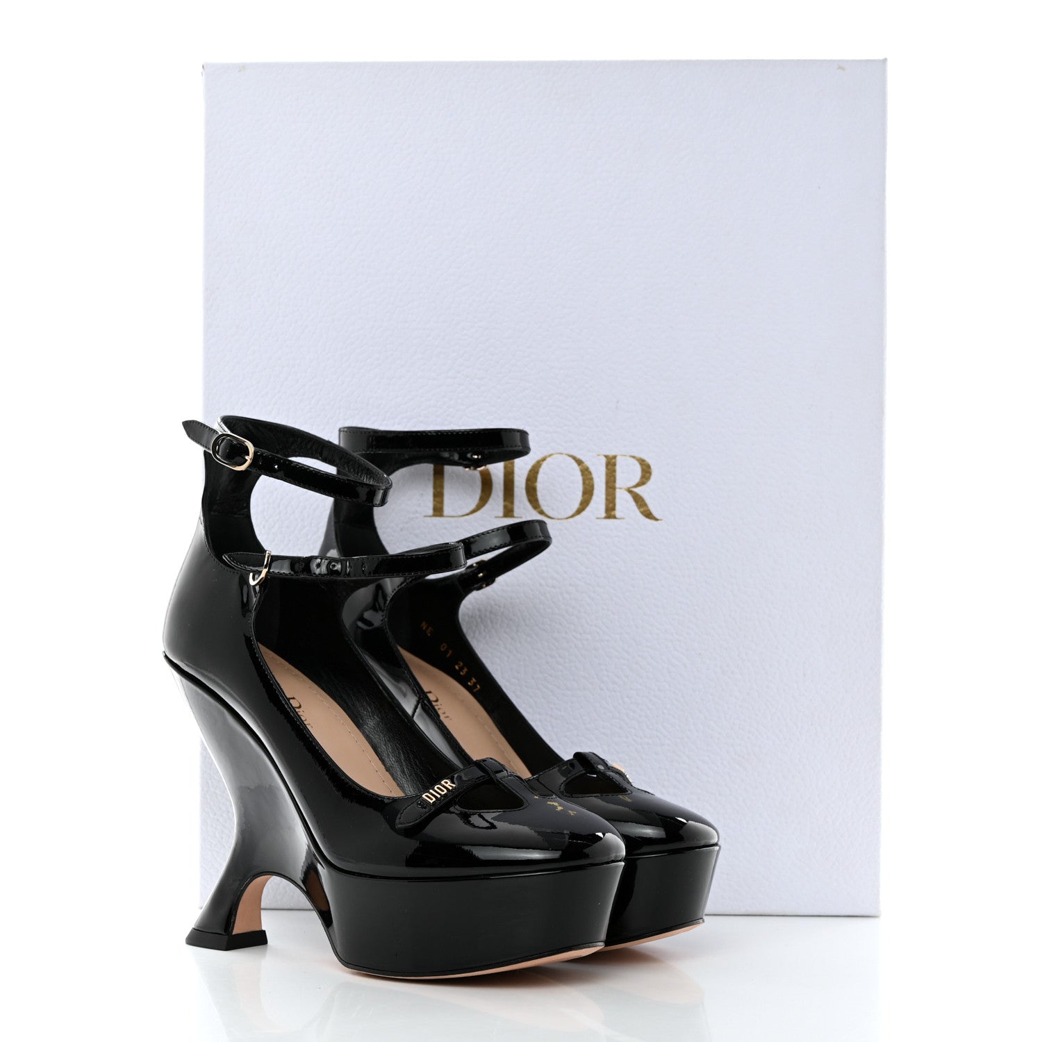 Christian Dior Patent Calfskin Aime Ankle Sandals 37 Black 9 of 9
