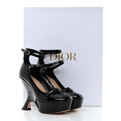 Christian Dior Patent Calfskin Aime Ankle Sandals 37 Black 9 of 9