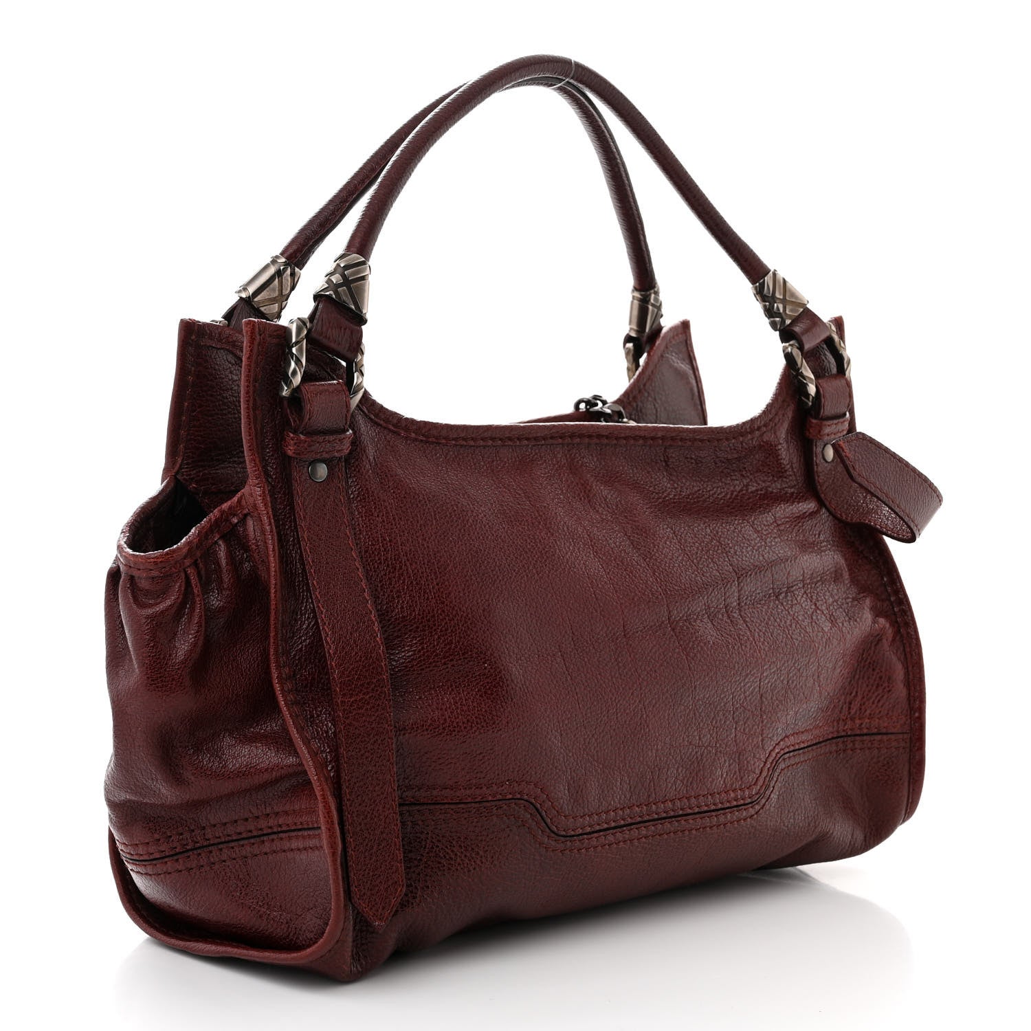 Burberry Calfskin Ashmore Tote Burgundy 3 of 12
