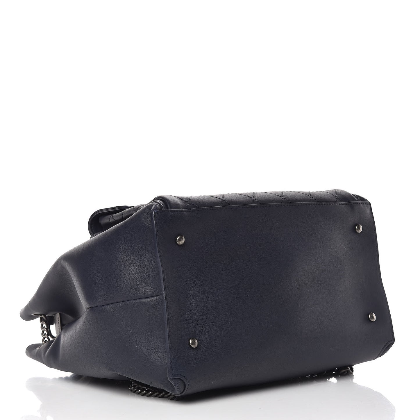 Calfskin Stitched Large Urban Luxury Drawstring Backpack Navy Blue