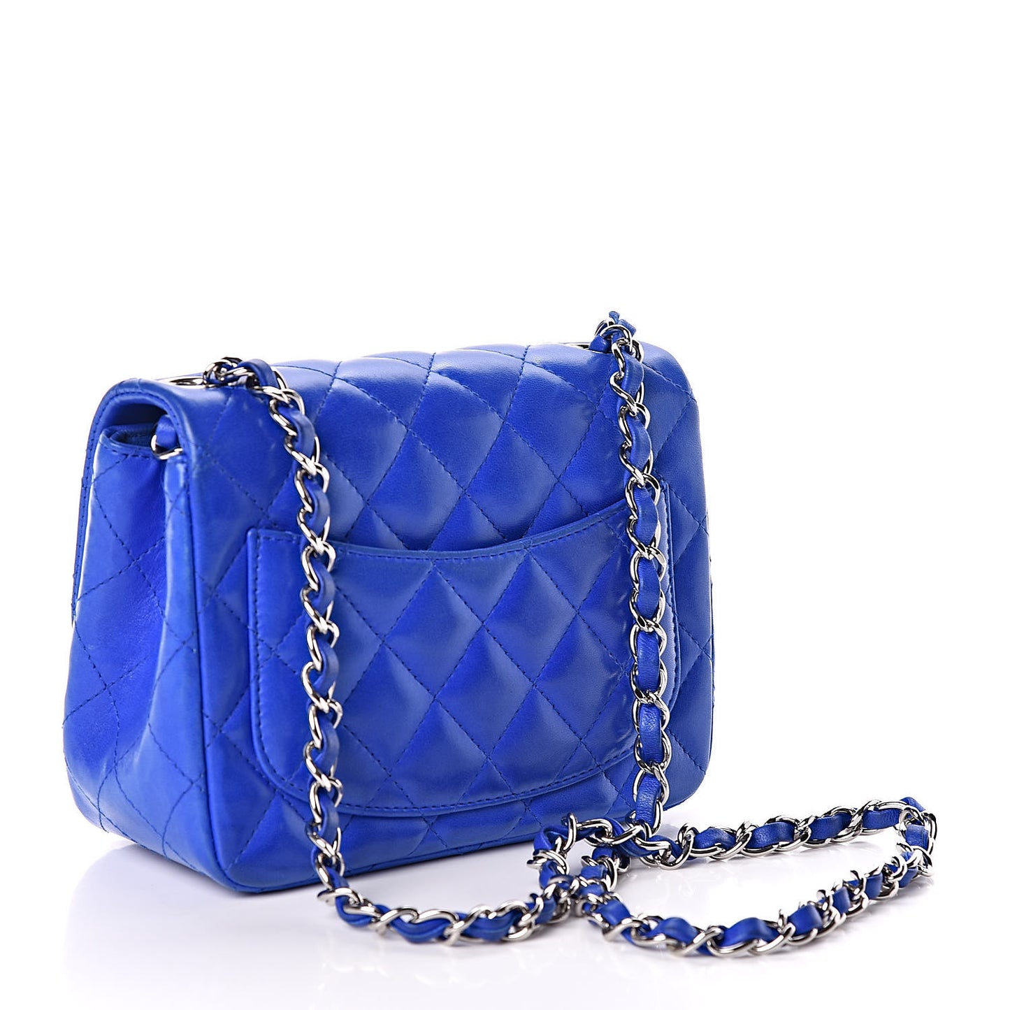 Lambskin Quilted Mini Square Flap Blue