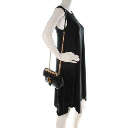 Gucci Calfskin Matelasse Mini GG Marmont Shoulder Bag Black 2 of 7