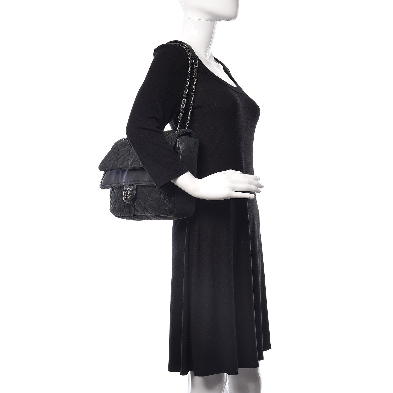 Chanel Iridescent Calfskin Jumbo In the Mix Double Flap Black 2 of 10