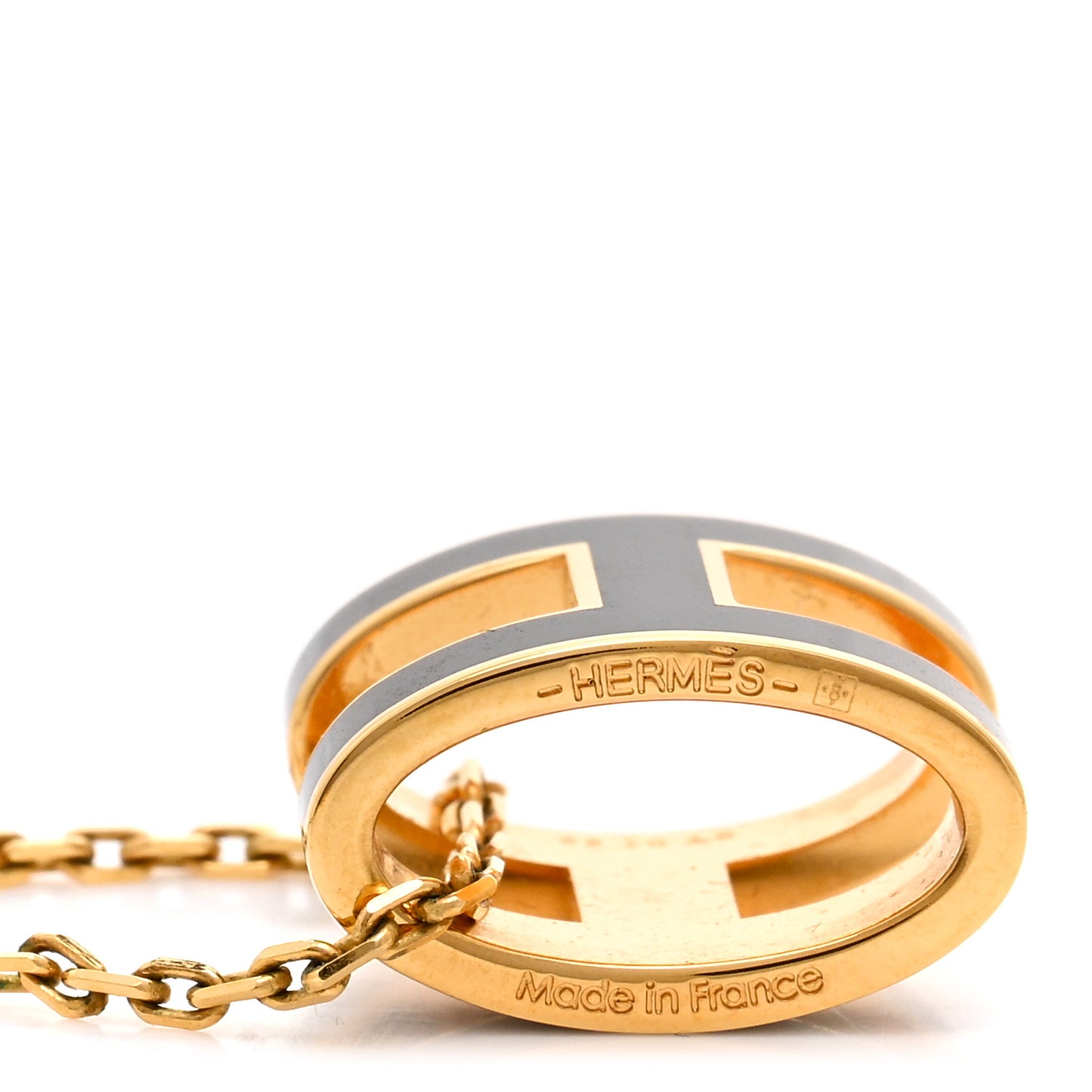 Lacquered Gold Pop H Pendant Necklace Black