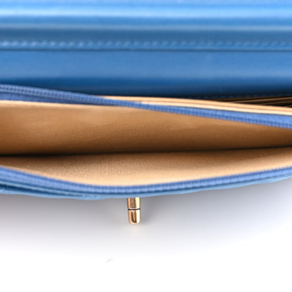 Chanel Lambskin Quilted CC Pearl Crush Wallet on Chain WOC Blue 6 of 16