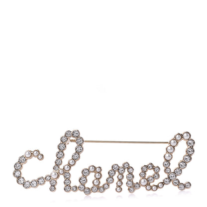 Chanel Metal Glass Swirling Pearls Brooch Pin Gold 1 of 4