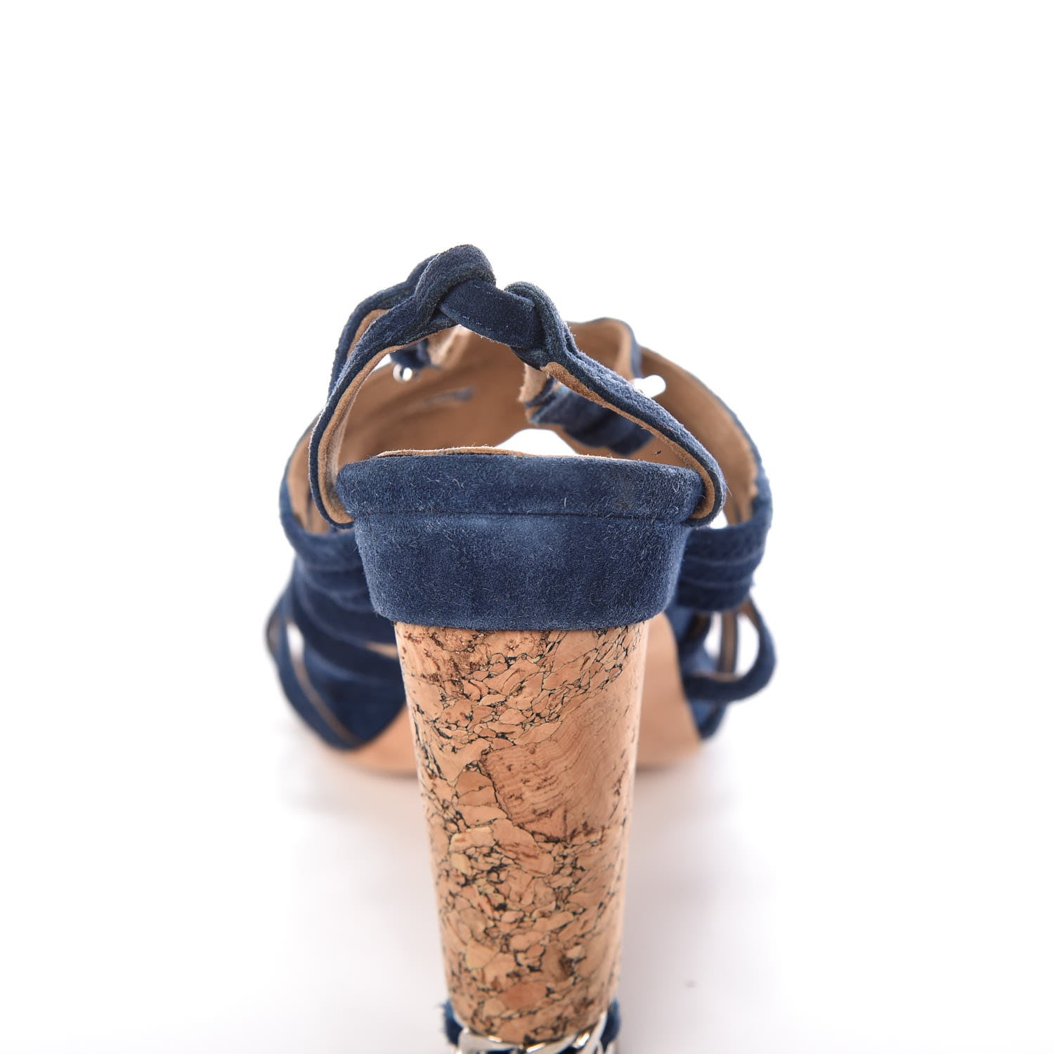 Chanel Suede Cork Sandals 37 Dark Blue 12 of 19
