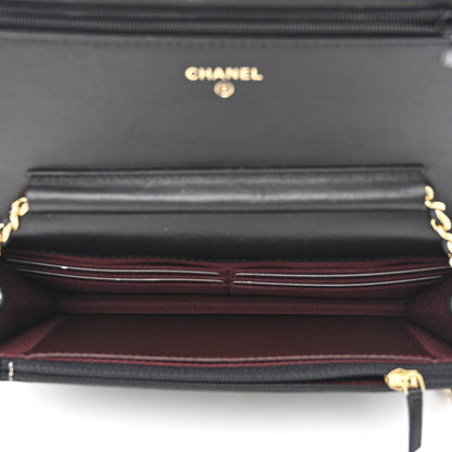 Chanel Lambskin Quilted Wallet On Chain WOC Black 5 of 12