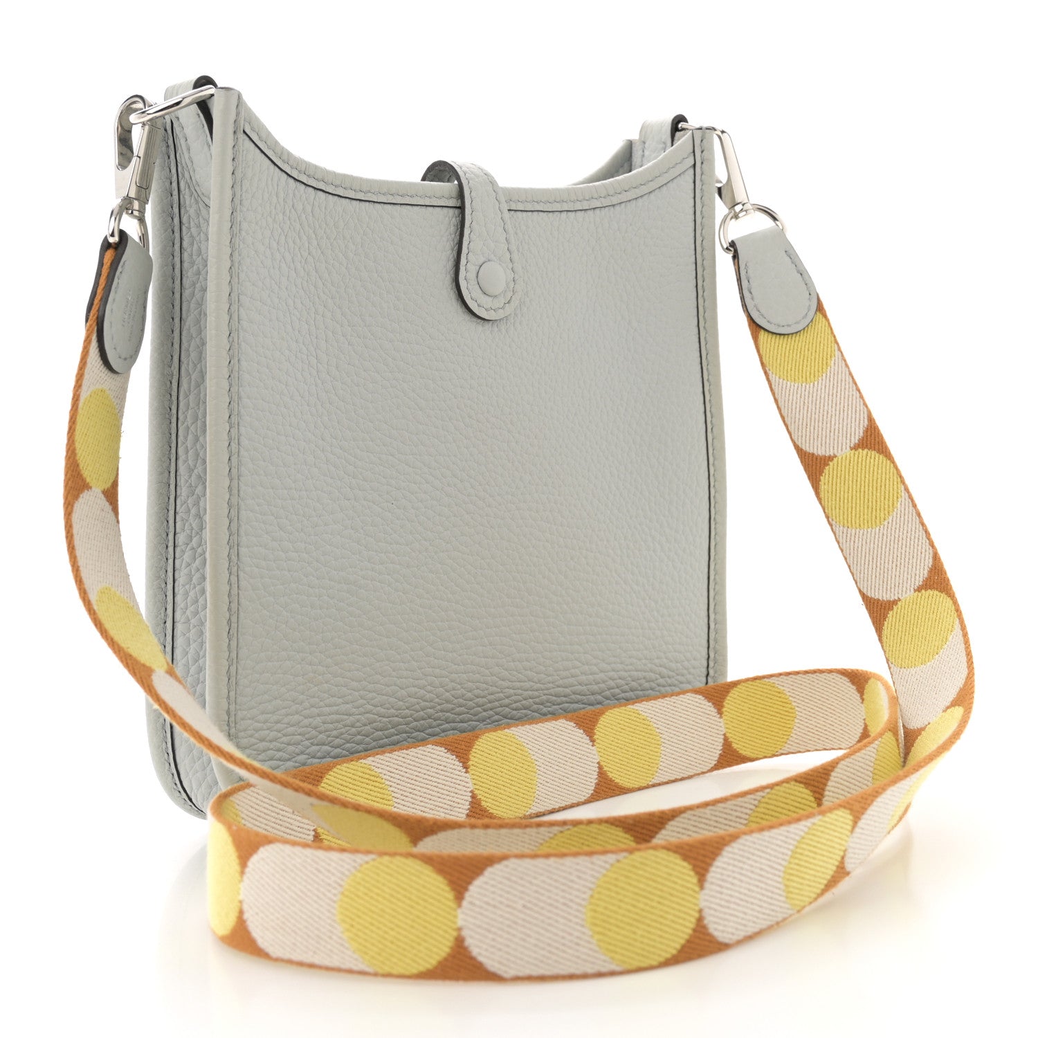 Hermes Taurillon Clemence Flipperball Sangle Evelyne TPM Bleu Pale Caramel Nata Gold 3 of 11