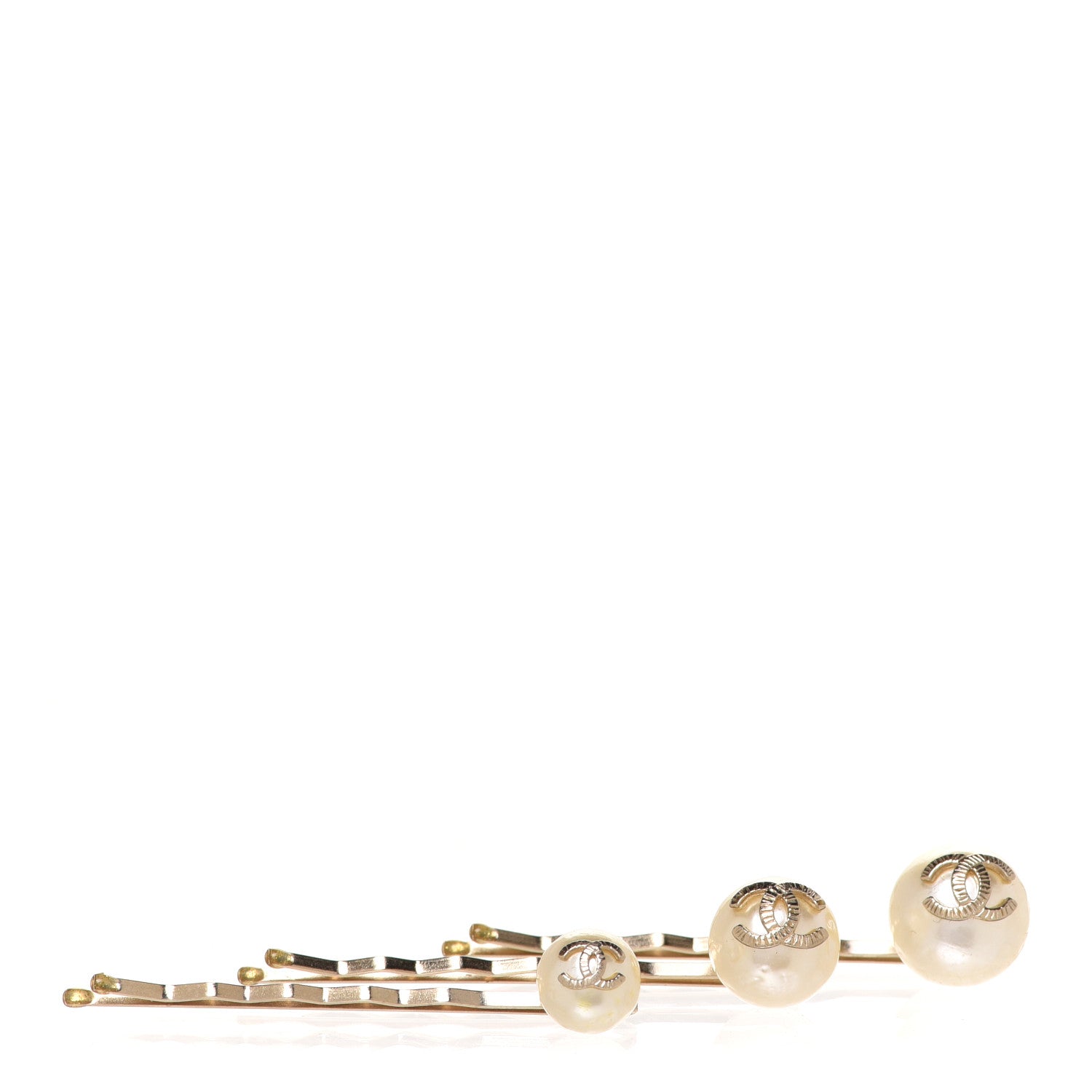 Chanel Pearl CC Hair Clip Barrette Set of 3 1 of 5