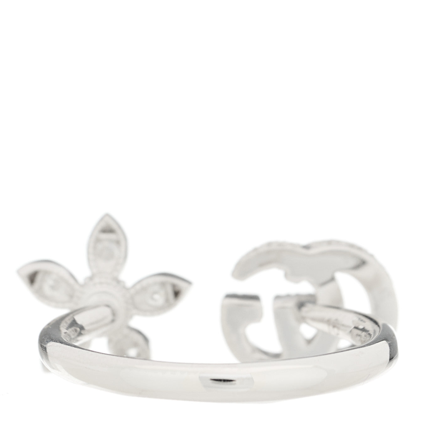 18K White Gold Diamond Flora GG Open Ring 55 7.25