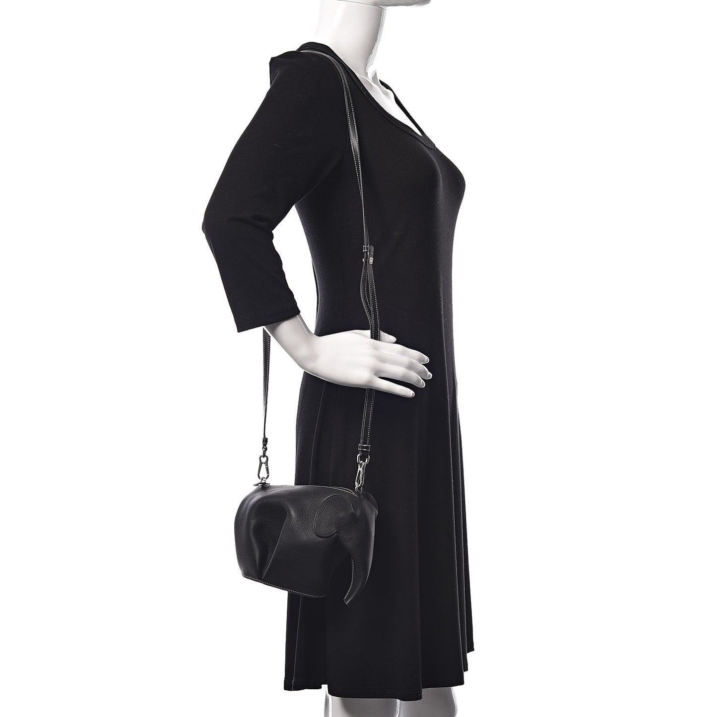 Calfskin Mini Elephant Crossbody Bag Black