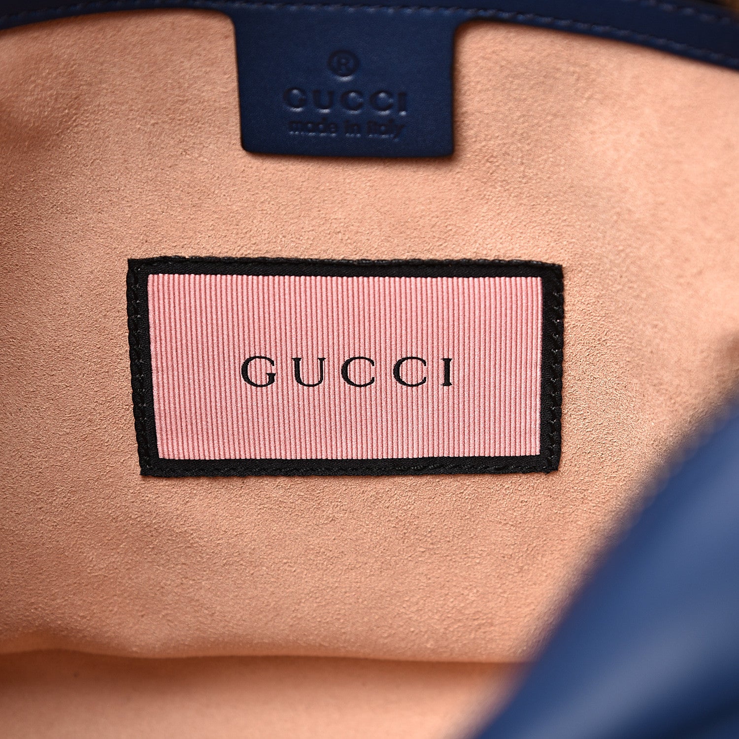 Gucci Calfskin Matelasse GucciGhost Medium GG Marmont Chain Shoulder Bag Blue Agata Hibiscus Red 7 of 11