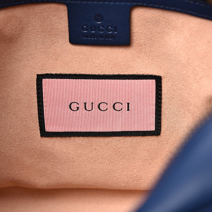 Gucci Calfskin Matelasse GucciGhost Medium GG Marmont Chain Shoulder Bag Blue Agata Hibiscus Red 7 of 11