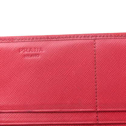 Prada Saffiano Metal Continental Flap Wallet Peonia 7 of 8