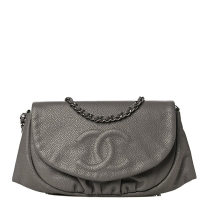 Chanel Caviar Half Moon Wallet On Chain WOC Grey 1 of 16