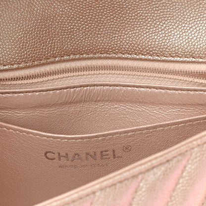 Chanel Iridescent Caviar Chevron Quilted Mini Rectangular Flap Light Gold 11 of 16