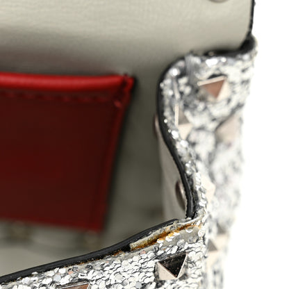 Valentino Garavani Glitter Mini Rockstud Spike Shoulder Bag Silver 11 of 12