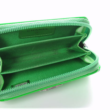 Chanel Patent Quilted Boy Zip Around Coin Purse Wallet Green 5 of 8
