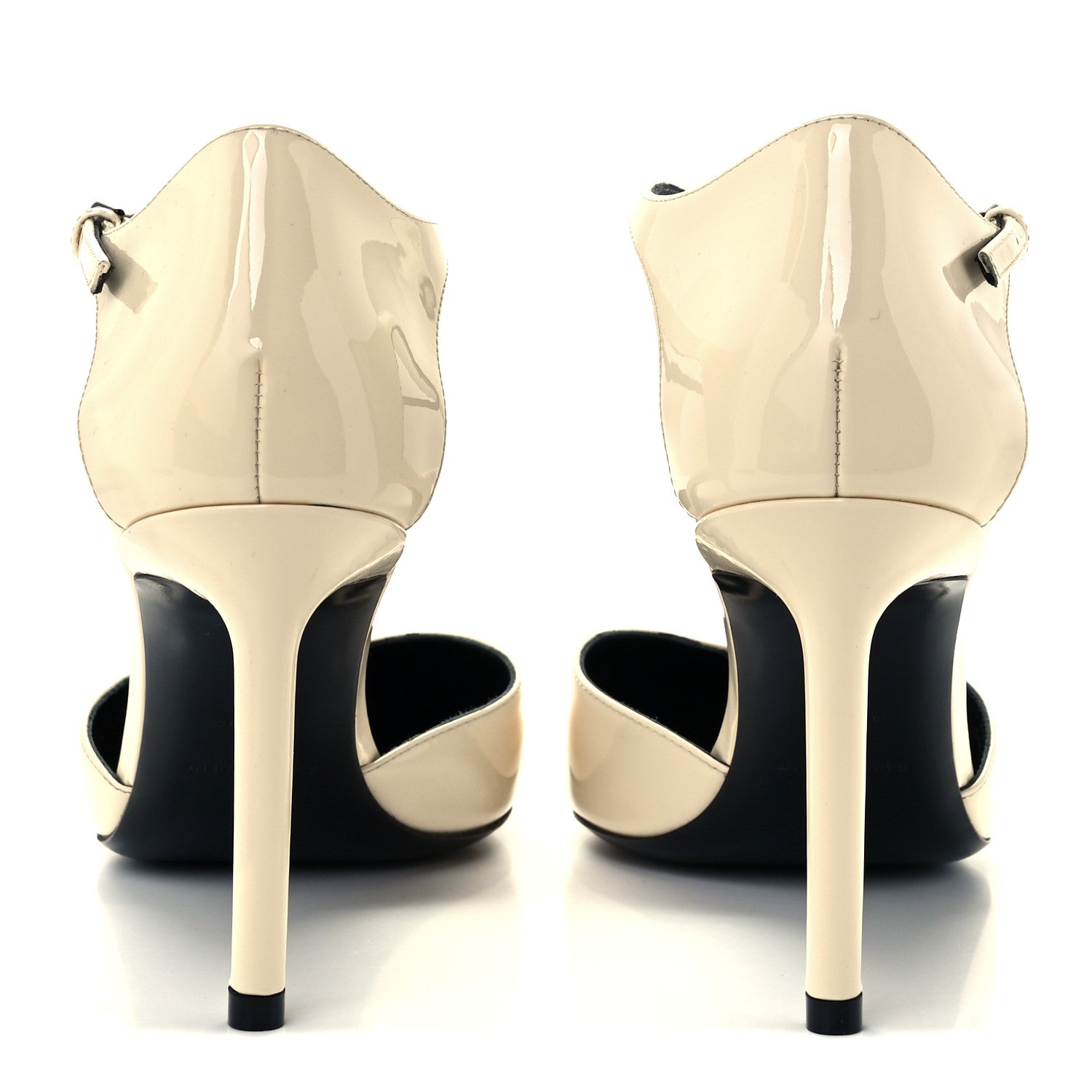 Saint Laurent Patent Anja 85 Ankle Strap Pointed Pumps 40 Coquille 6 of 11