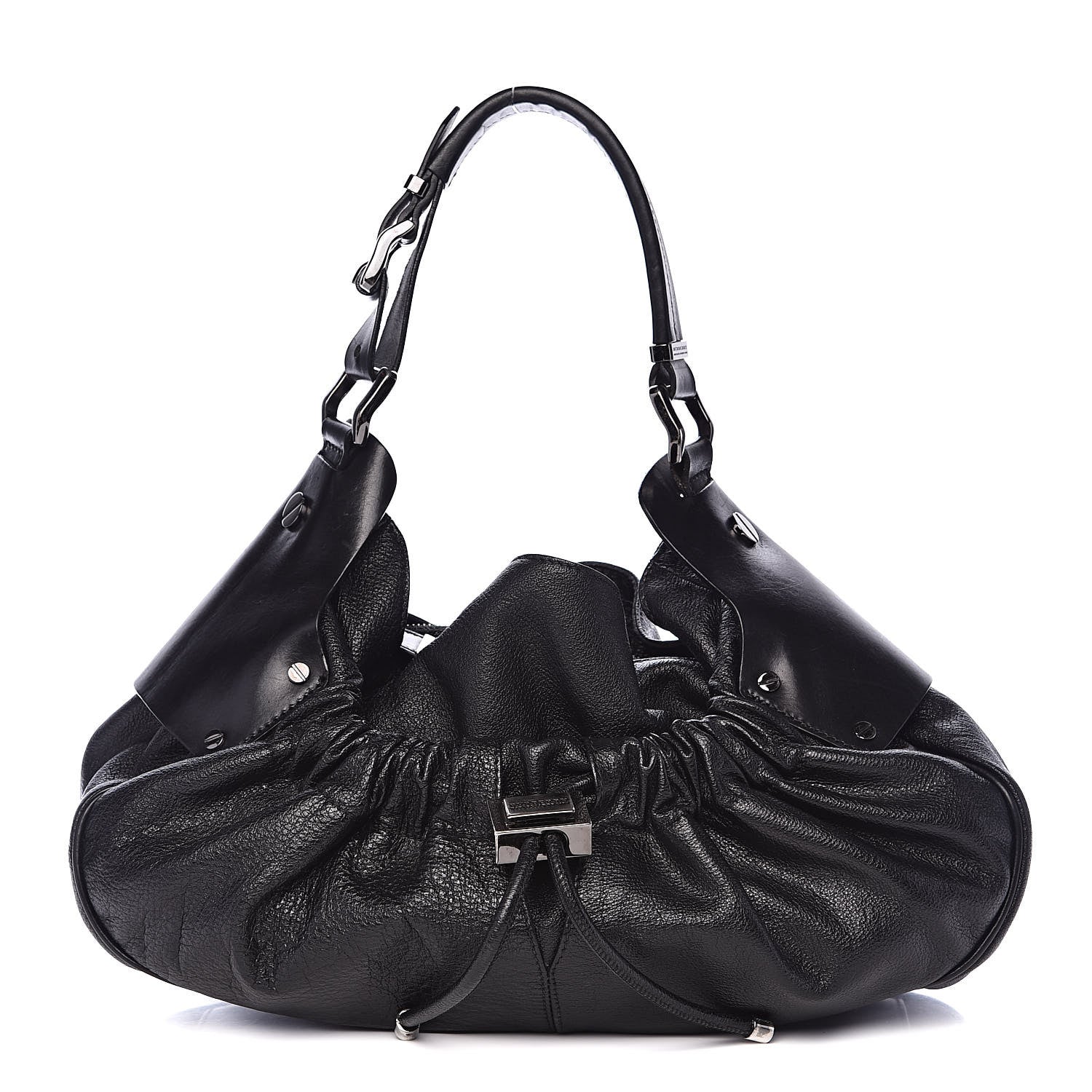 Burberry Calfskin Warrior Hobo Black 1 of 16