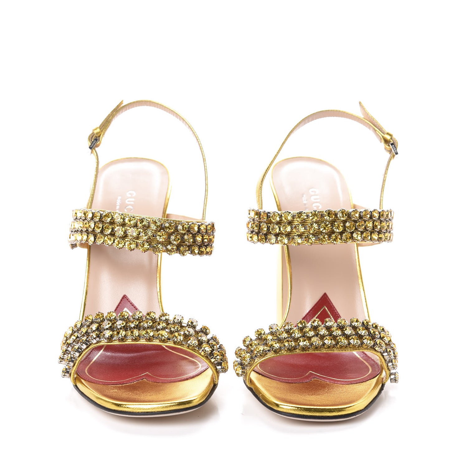 Nappa Silk Crystal Bertie High Heel Sandals 37.5 Gold