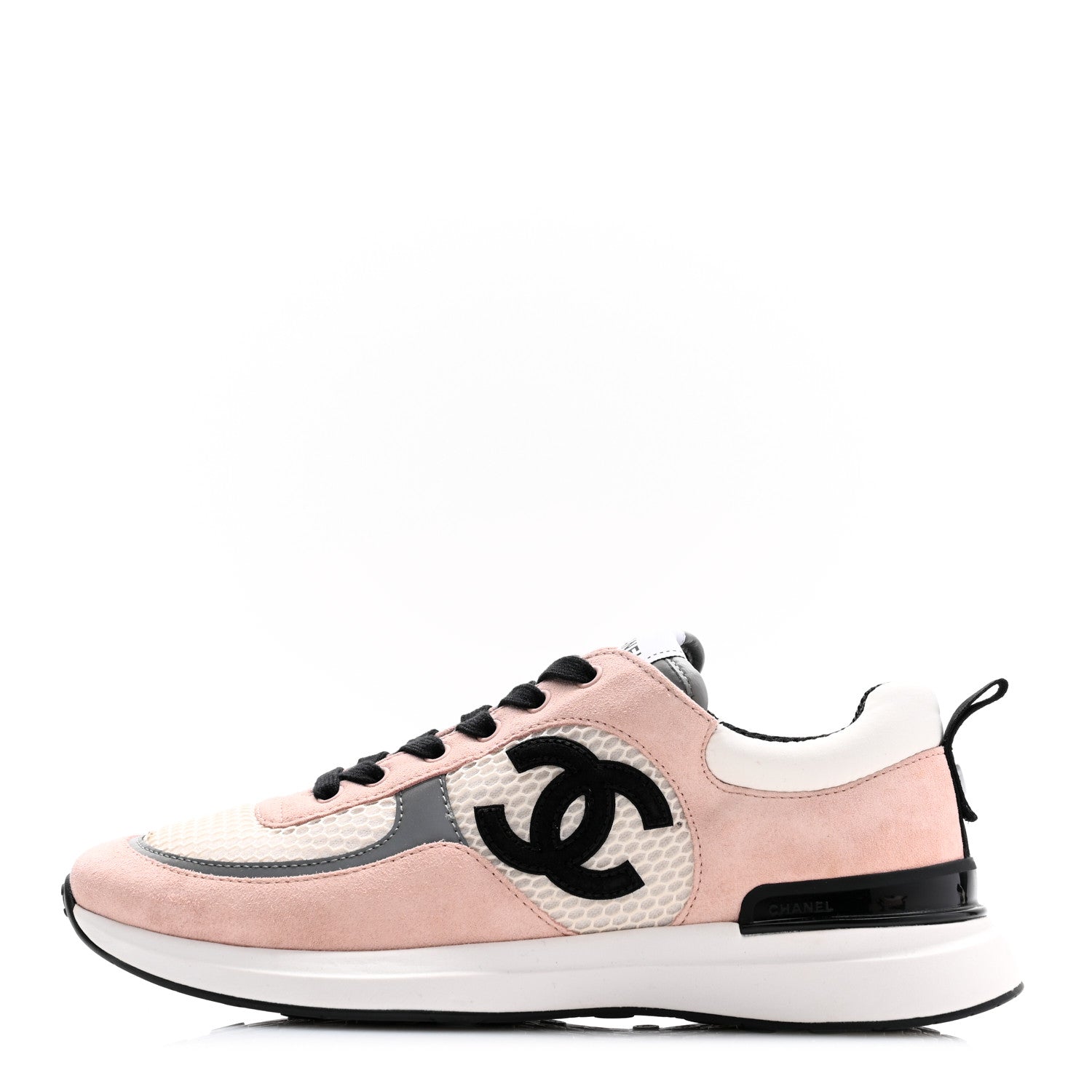 Chanel Calfskin Fabric Sneakers 40.5 White Silver Fluo Pink 1 of 8